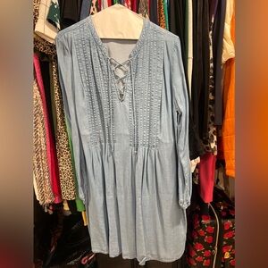 Old Navy Sky Blue Tunic with Lace-Up Detail